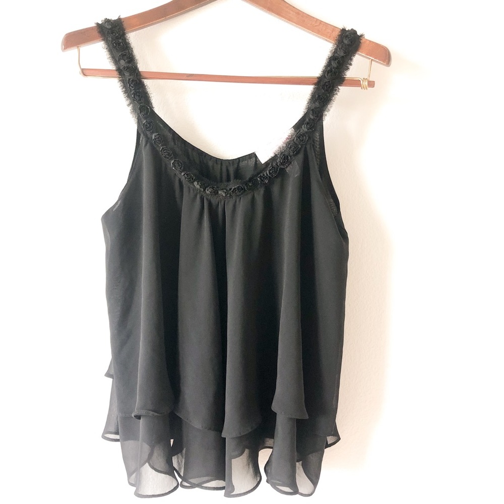 Oscar De Le Renta Black Blouse Tank